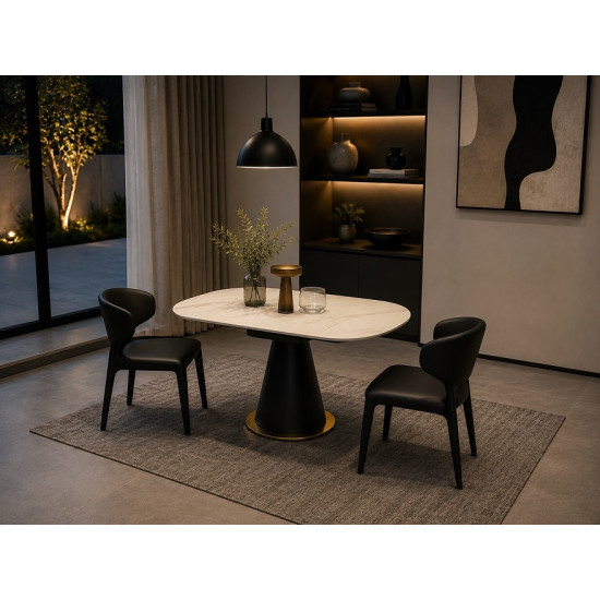 Aspen Extendable Luxury Dining Table with Rotating Sintered Stone Top Aspen Extendable Luxury Dining Table with Rotating Sintered Stone Top