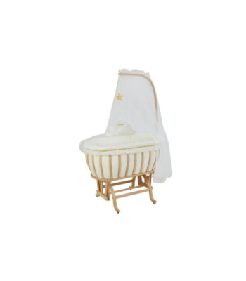Luxury Solid Beech Wood Baby Cradle Cot with Mosquito Net