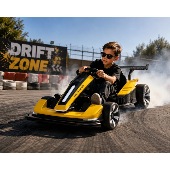 AT F1 24V Kids Electric Drift Go Kart with 4 Motors, LED Lights & Music