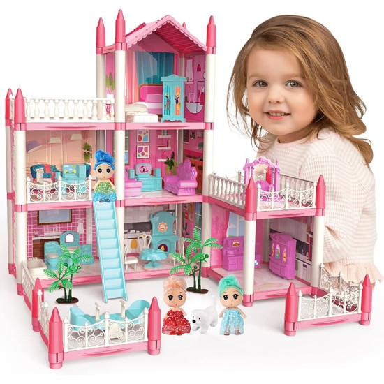 Dream Home Doll House with Furniture & Accessories | Large Multi-Storey Dollhouse for Kids Dream Home Doll House with Furniture & Accessories | Large Multi-Storey Dollhouse for Kids