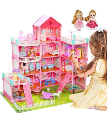 Dream House Doll House with Furniture & Accessories | Medium Multi-Level Dollhouse for Kids