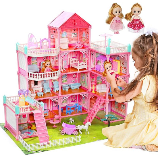 Dream House Doll House with Furniture & Accessories | Medium Multi-Level Dollhouse for Kids Dream House Doll House with Furniture & Accessories | Medium Multi-Level Dollhouse for Kids