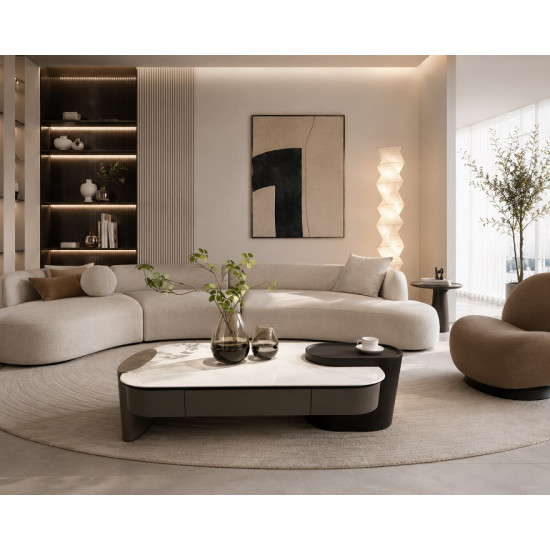 Austin Luxury Coffee Table with Engineered Marble Top & Storage Austin Luxury Coffee Table with Engineered Marble Top & Storage