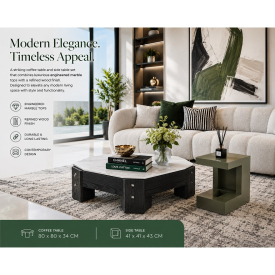 Salerno E-Marble Coffee Table Set | Modern Luxury Coffee & Side Table Set | South Africa