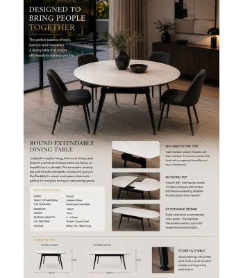 Trento Extendable Round Dining Table