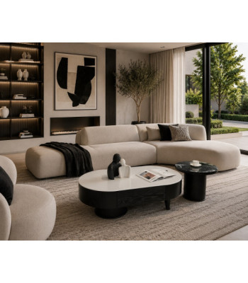 Vienna Contemporary E-Marble Coffee Table Set | Luxury Living Room Furniture
