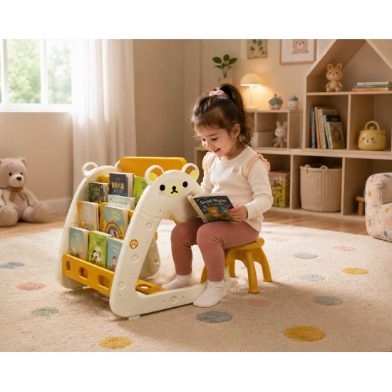 3-in-1 Kids Activity Desk with Drawing Easel, Bookshelf & Stool 3-in-1 Kids Activity Desk with Drawing Easel, Bookshelf & Stool